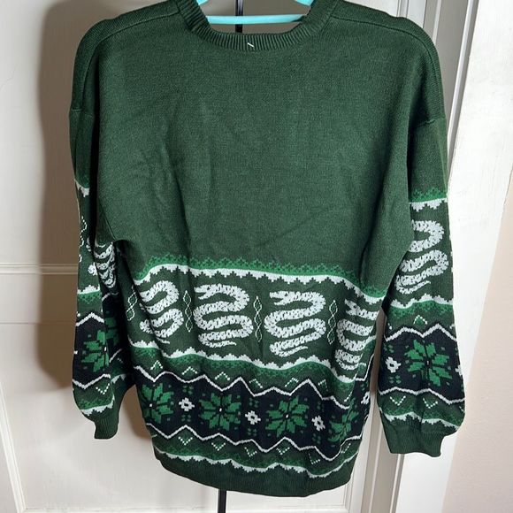 Hot Topic Harry Potter Slytherin Fair Isle Cardigan Sweater Size Medium - Picture 6 of 6